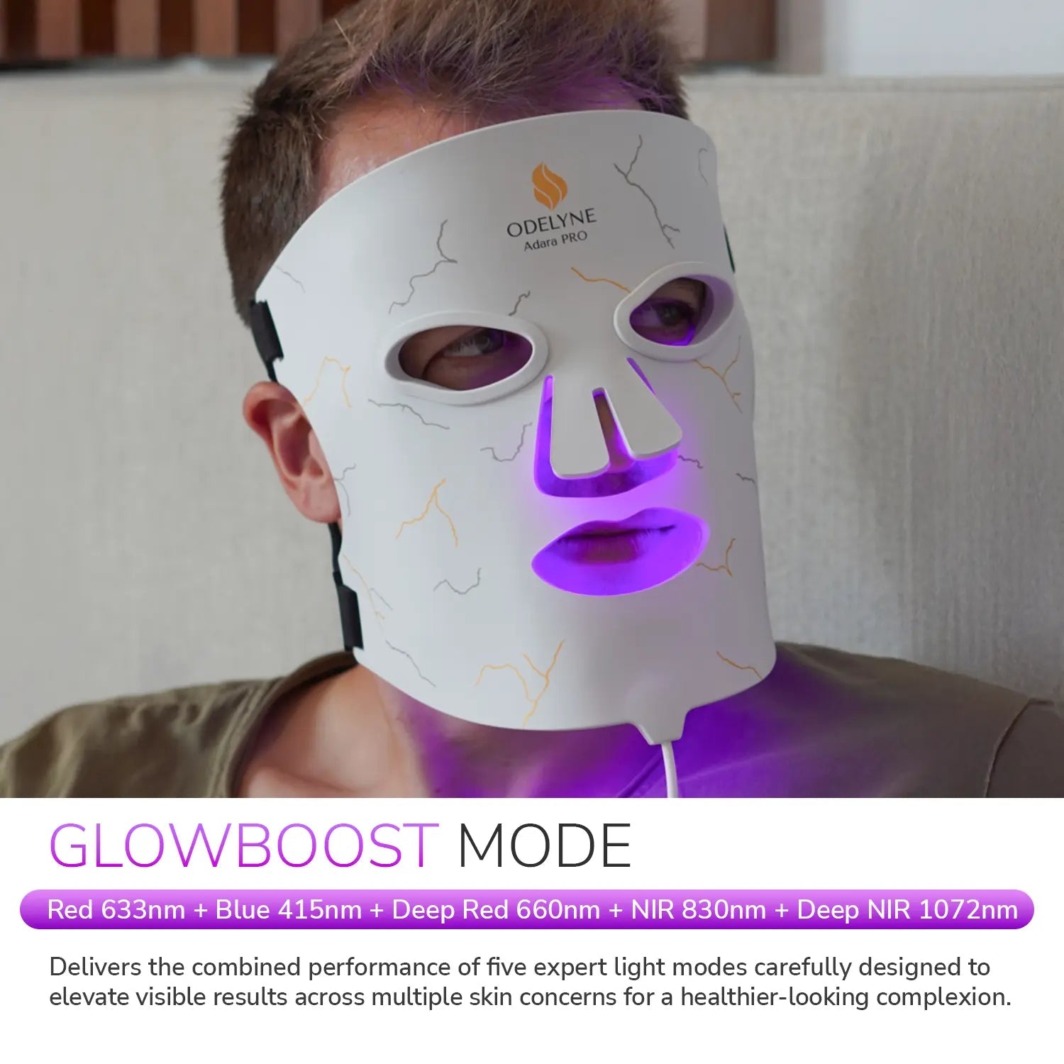 ODELYNE Terapie cu Lumină Roșie | Mască Facială LED | Acasă | PRO